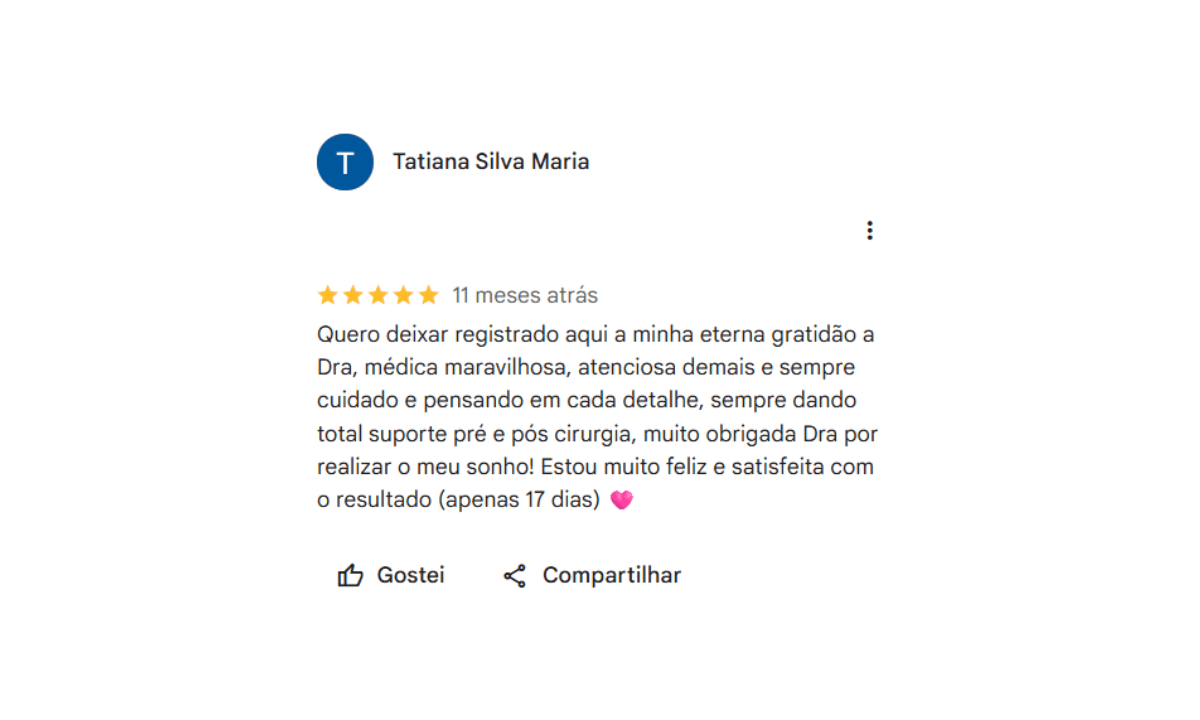 Avaliação de paciente no Google