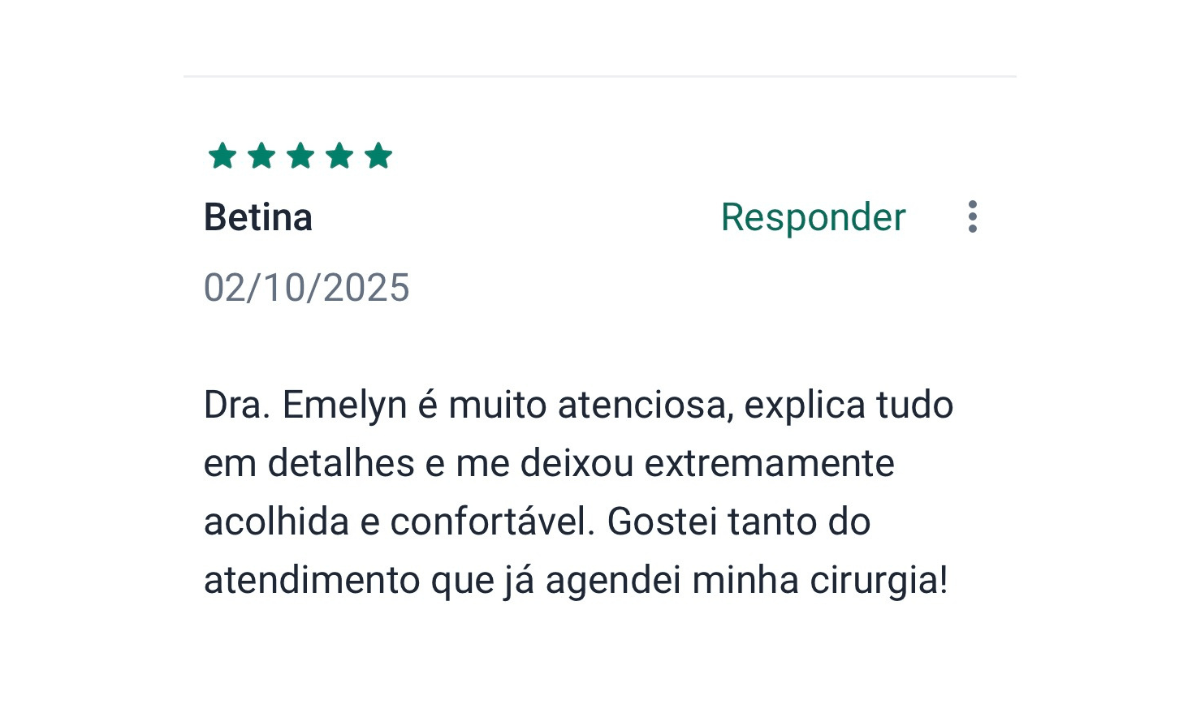 Avaliação de paciente no Google